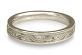 Extra Narrow Wind and Waves With Diamonds Wedding Band in Platinum